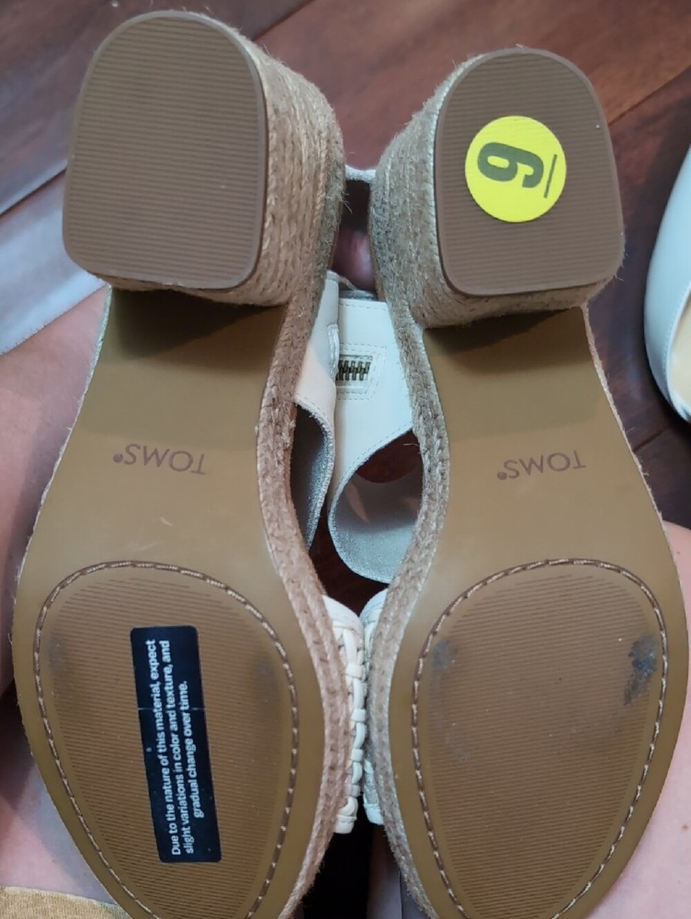 TOMS Women's White Woven Ankle-Strap Sandals - Picture 4 of 5